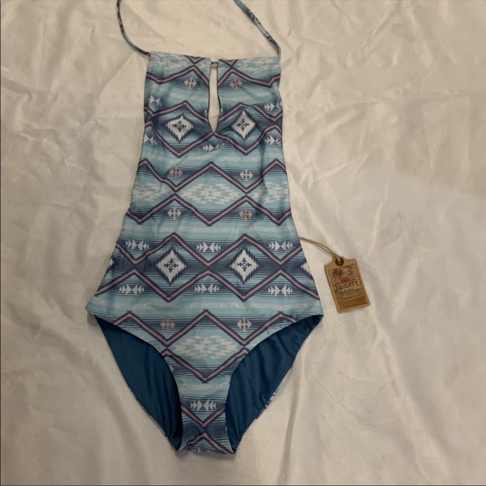 Faherty Blue Patterned Women Swim One Piece